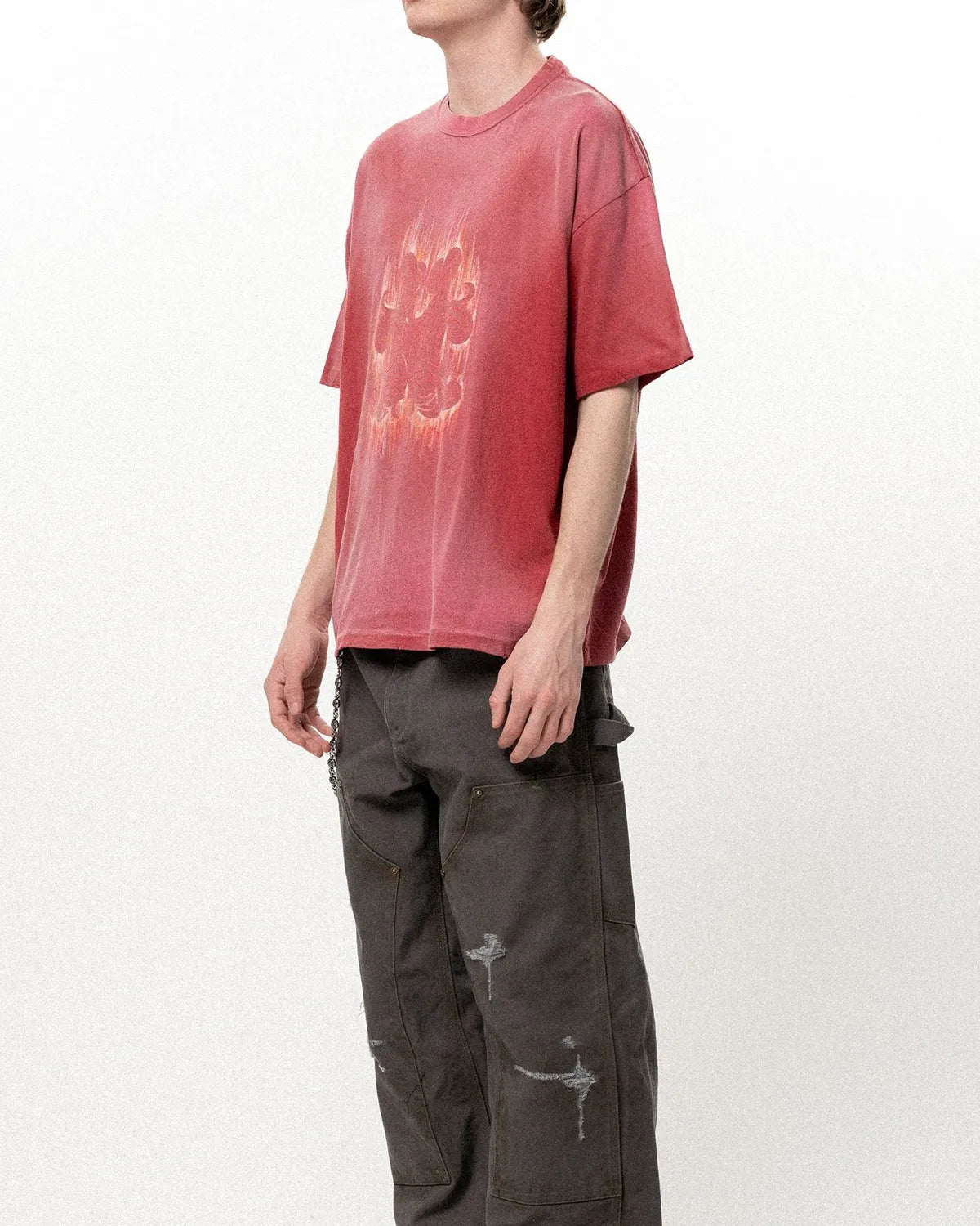 KAMIYA / "CRAYON FLAME" Distressed T-shirt (G16TS085)