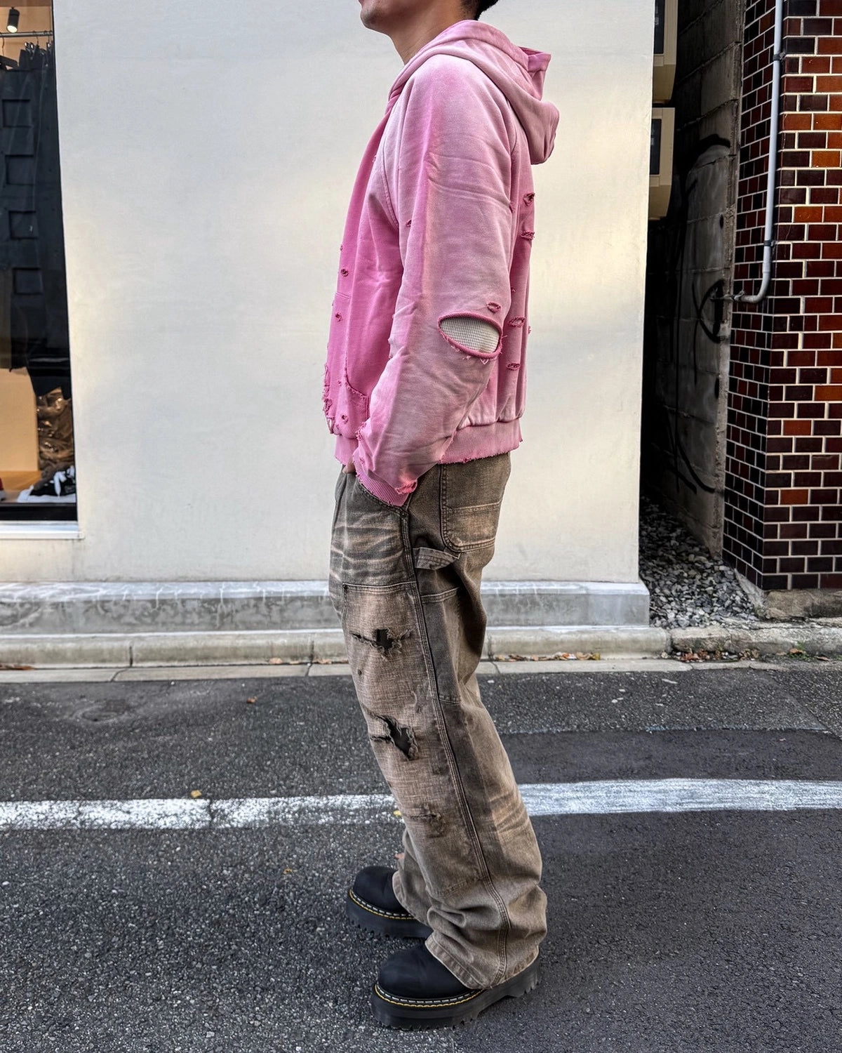 A Good Bad Influence / AGED DIS TRESED ZIP HOODIE (AGBI-26AW-HD02)