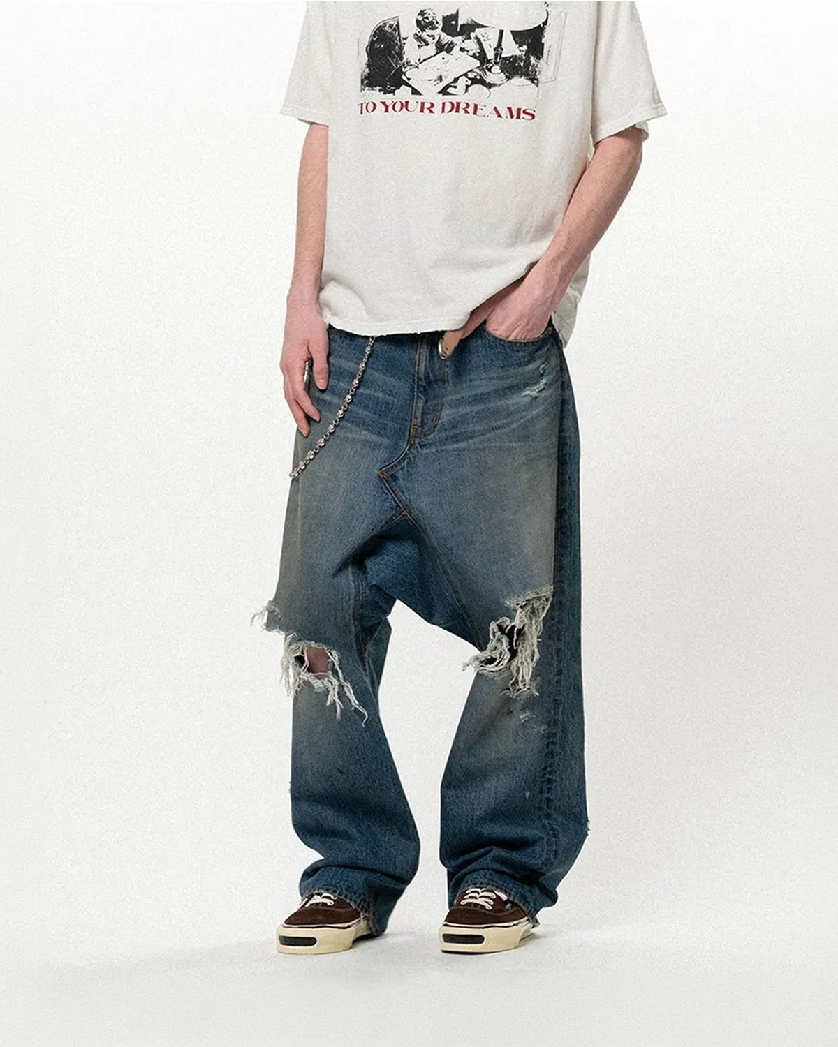 KAMIYA / Distressed Sarouel Denim Pants (G17PT064)