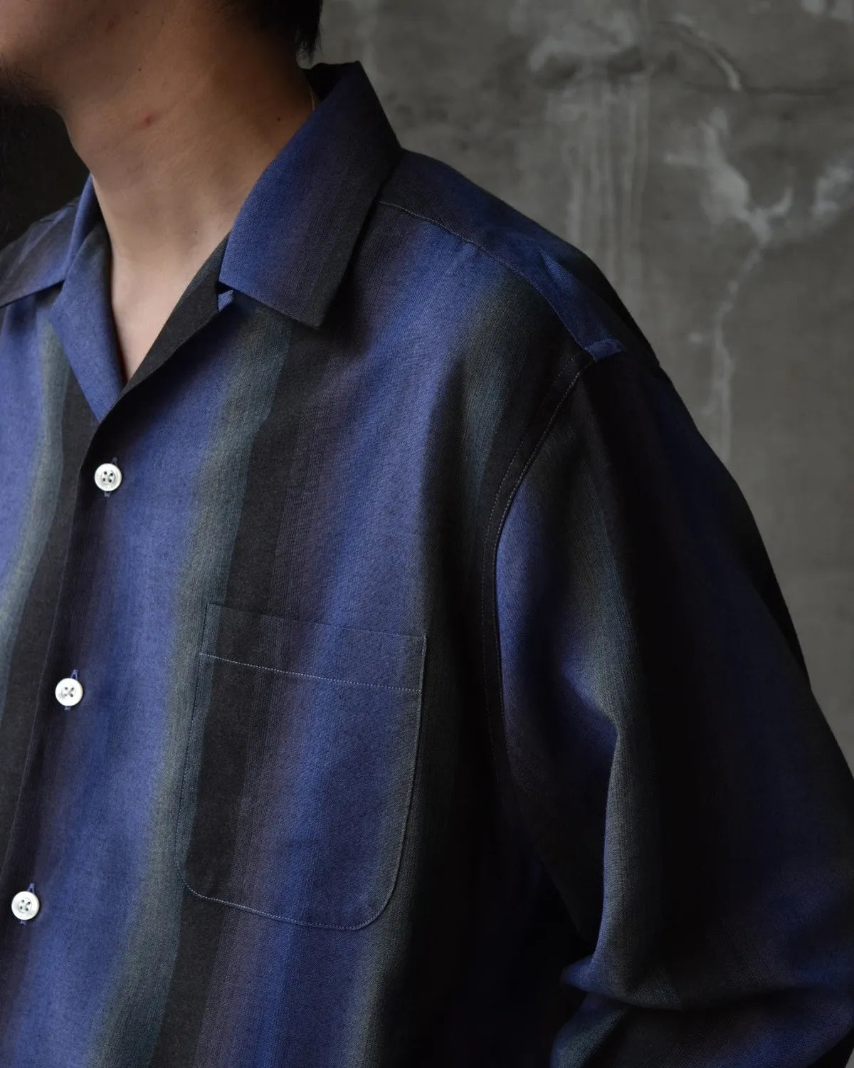 WACKO MARIA  / OMBRE STRIPE OPEN COLLAR SHIRT L/S (25FW-WMS-OC07)