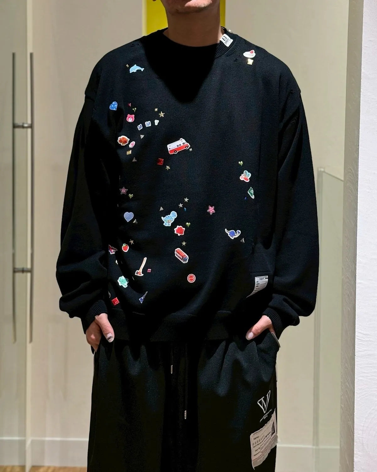 Maison MIHARA YASUHIRO / Kids Sticker Printed Knit Sweater (J16SW700)