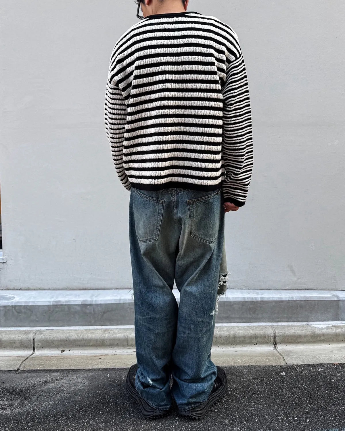 KAMIYA / Horizontal Multi Stripe Bouclé Knit (G17PO081)