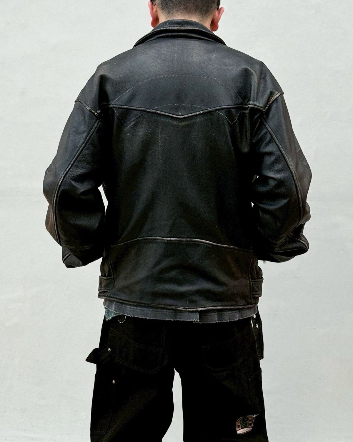 KAMIYA / Distressed Leather Biker Jacket (G16BL011)