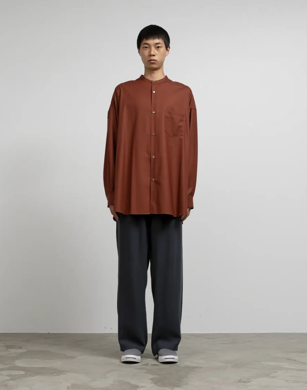 Graphpaper / Silicon Poplin Oversized Band Collar Shirt (GM243-50145)