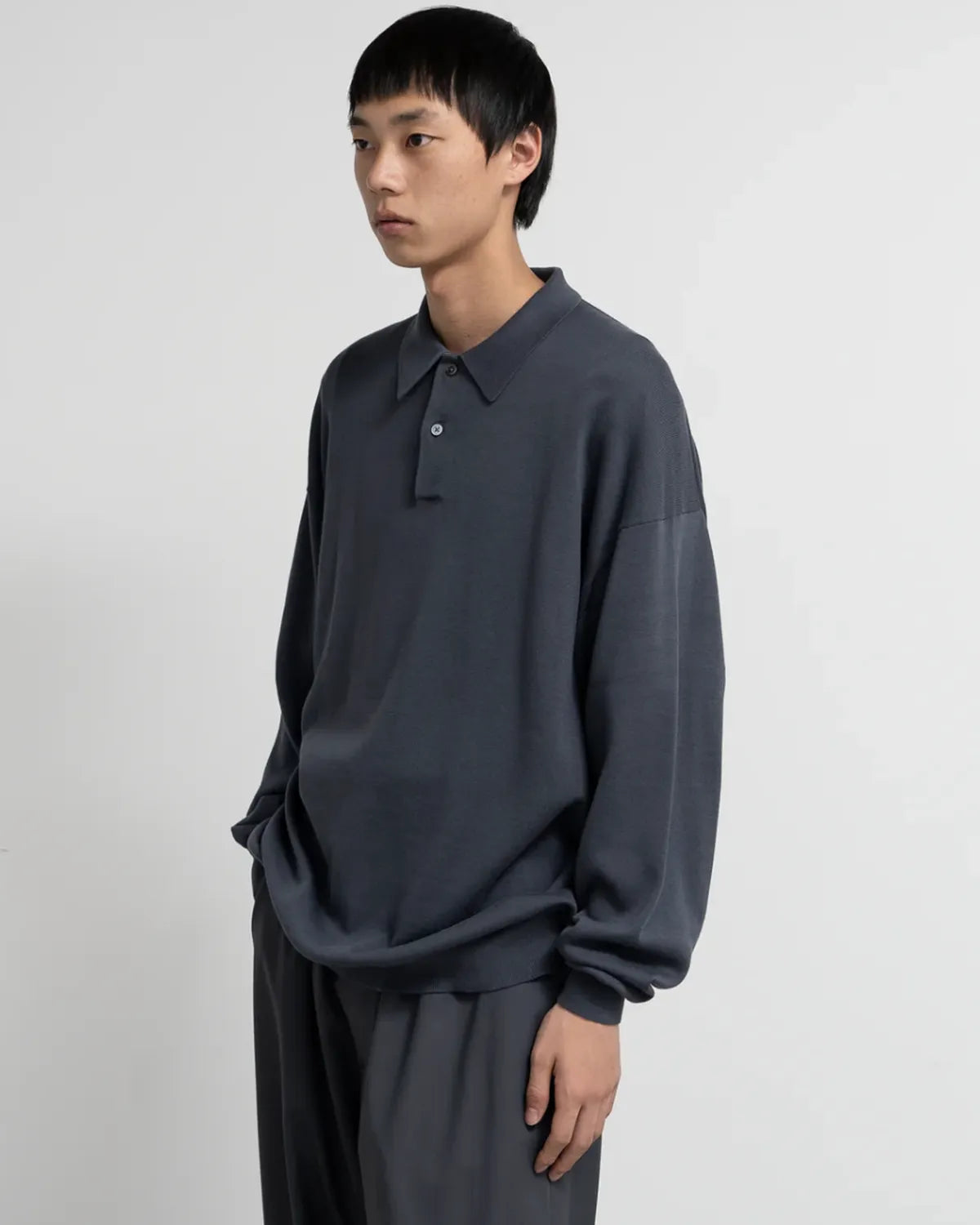 Graphpaper / Suvin High Gauge Knit Oversized L/S Polo (GU251-80009B)