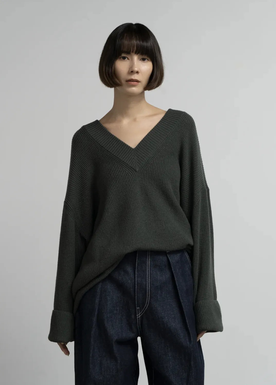 Graphpaper / Mercerized Fine Wool Oversized VNeck Knit (GL253-80466)
