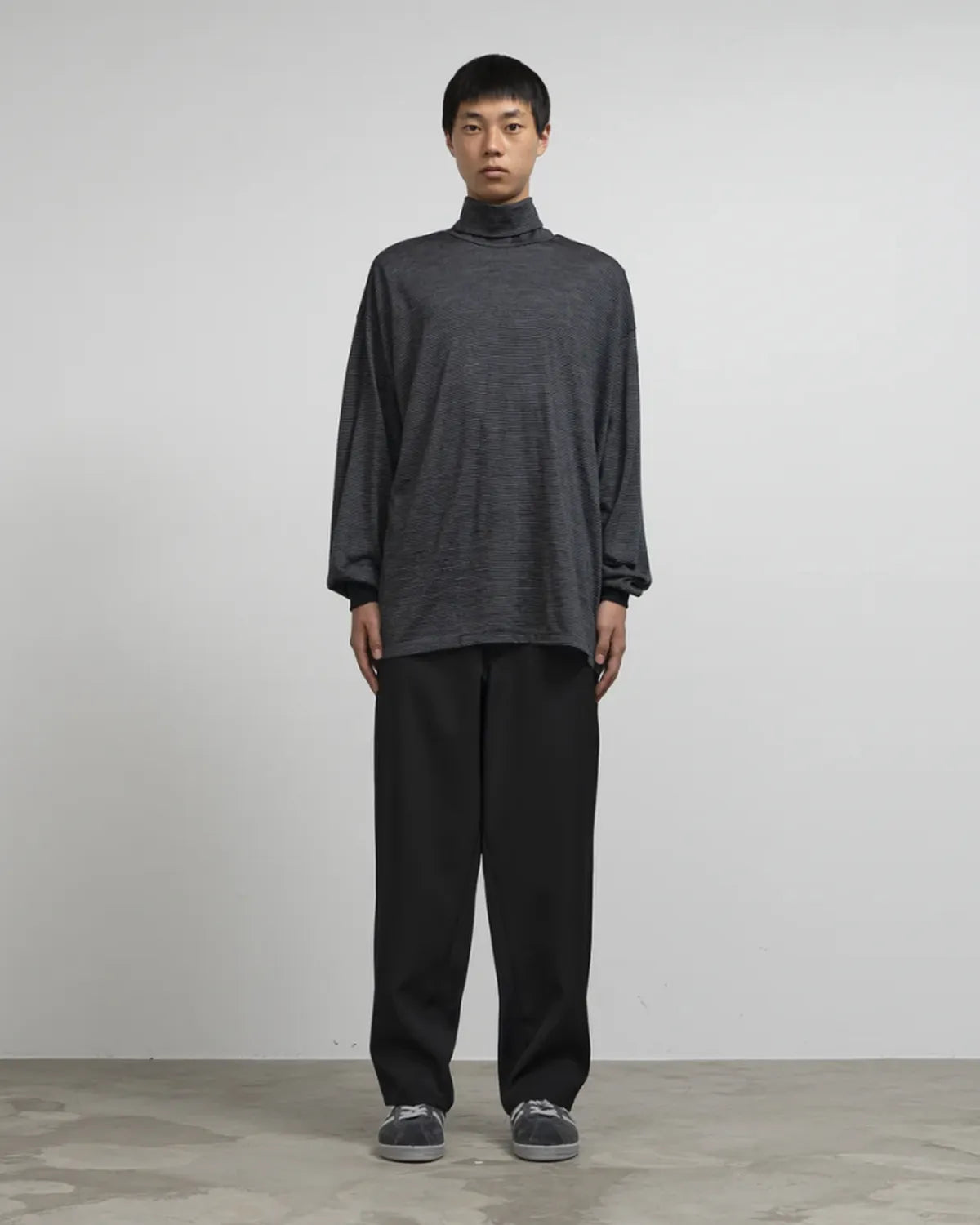 Graphpaper / Wool Border L/S Turtle Neck Tee (GU253-70231B)