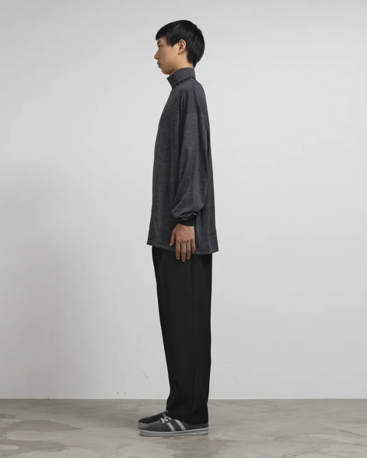 Graphpaper / Wool Border L/S Turtle Neck Tee (GU253-70231B)