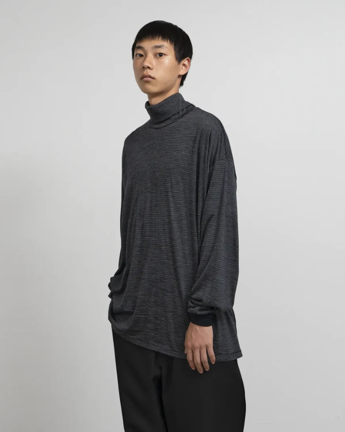 Graphpaper / Wool Border L/S Turtle Neck Tee (GU253-70231B)