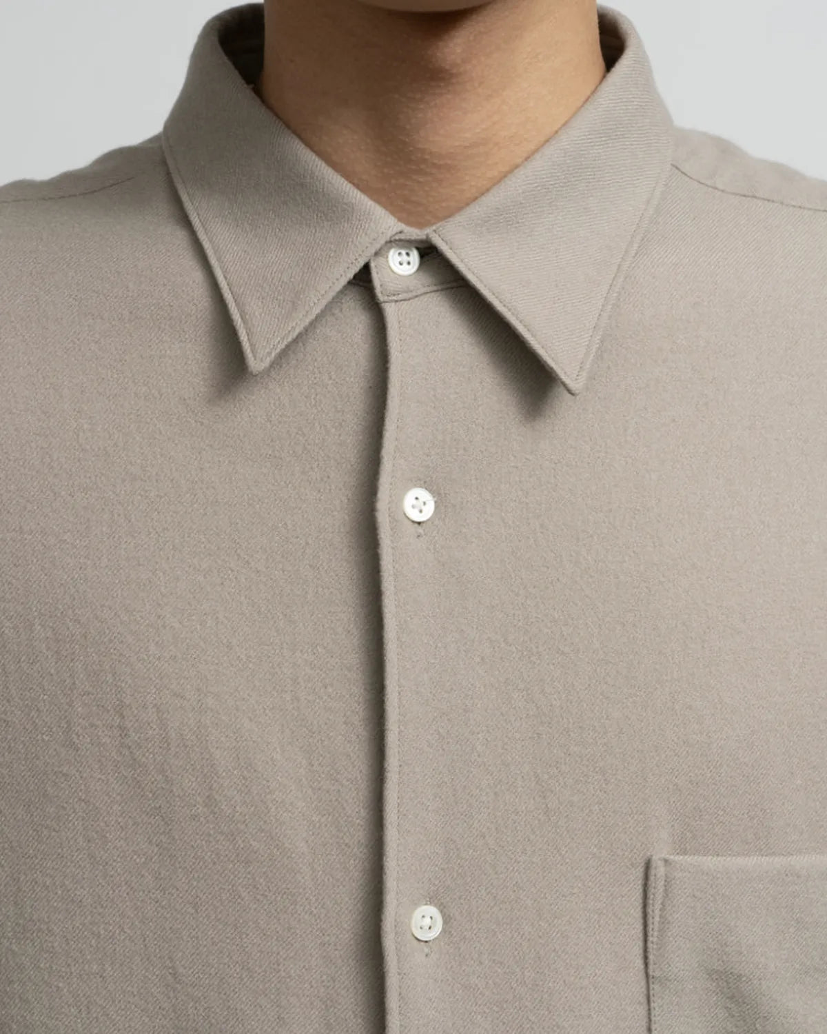 Graphpaper / Extra Fine Wool Viyella Oversized Regular Collar Shirt (GM253-50385)