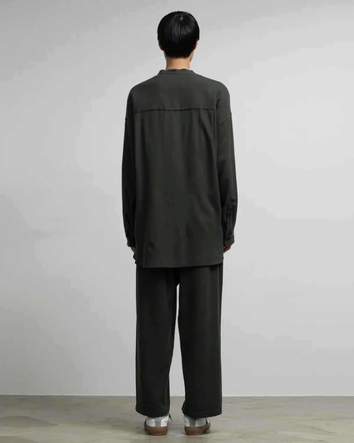 Graphpaper / Extra Fine Wool Viyella Oversized Band Collar Shirt (GM253-50386)