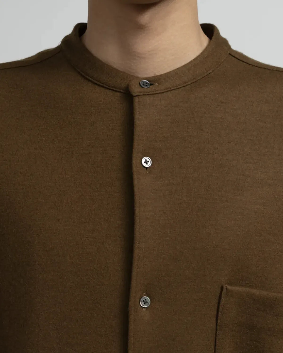 Graphpaper / Wool Smooth Flannel Oversized Band Collar Shirt (GU253-50222B)