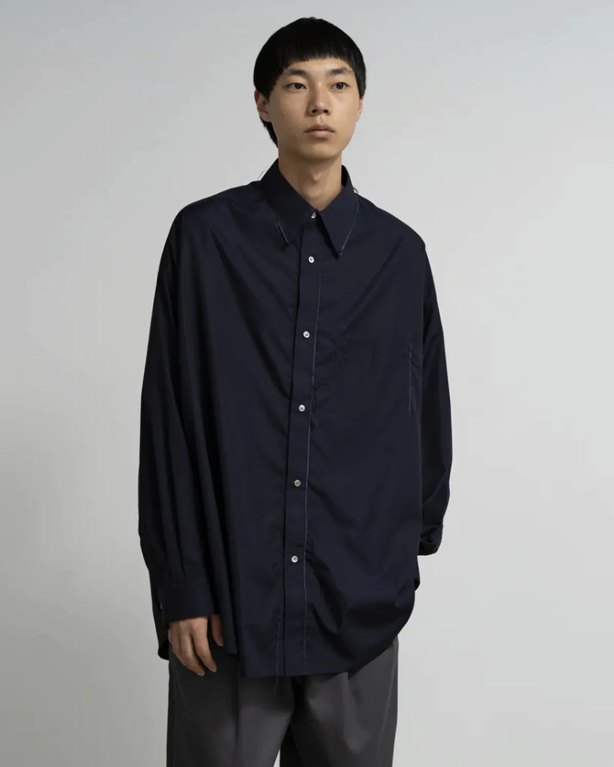Graphpaper × CAMIEL FORTGEN / C.F × GP High Count Regular Collar Round Cut Shirt (GM254-50102)