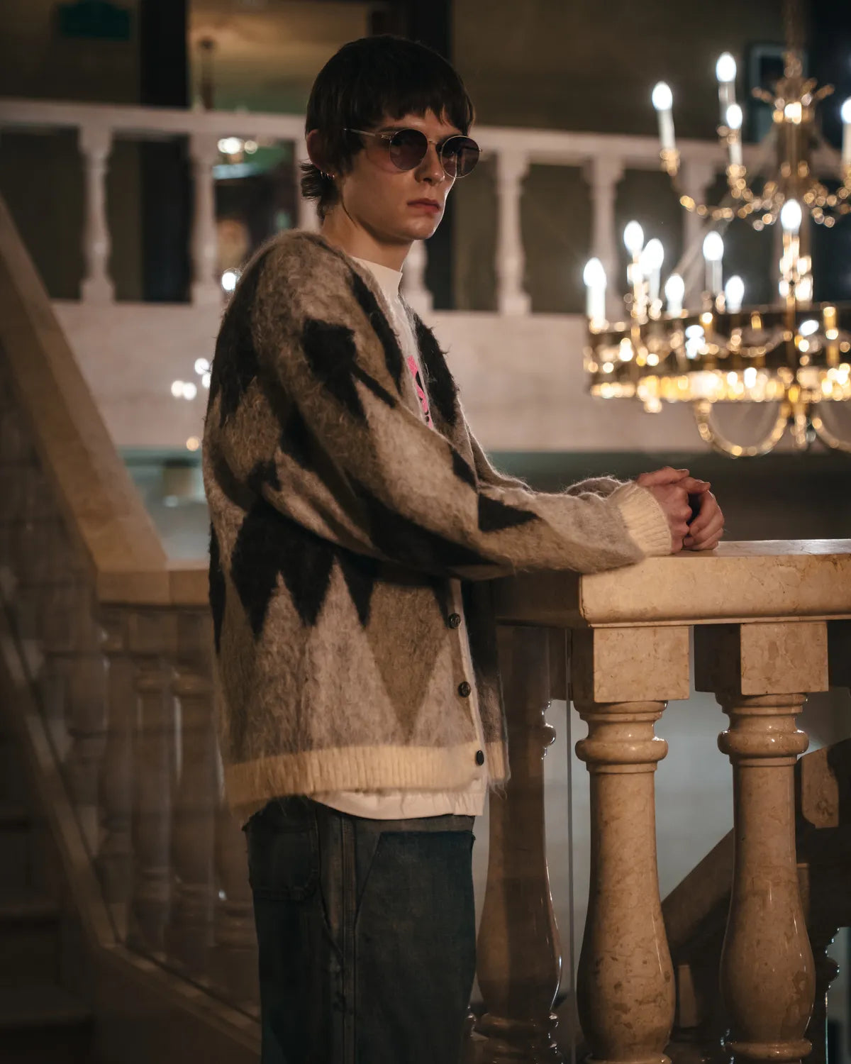 ©︎SAINT Mxxxxxx / KNIT CARDIGAN -ARGYLE (SM-HR1-0000-074)