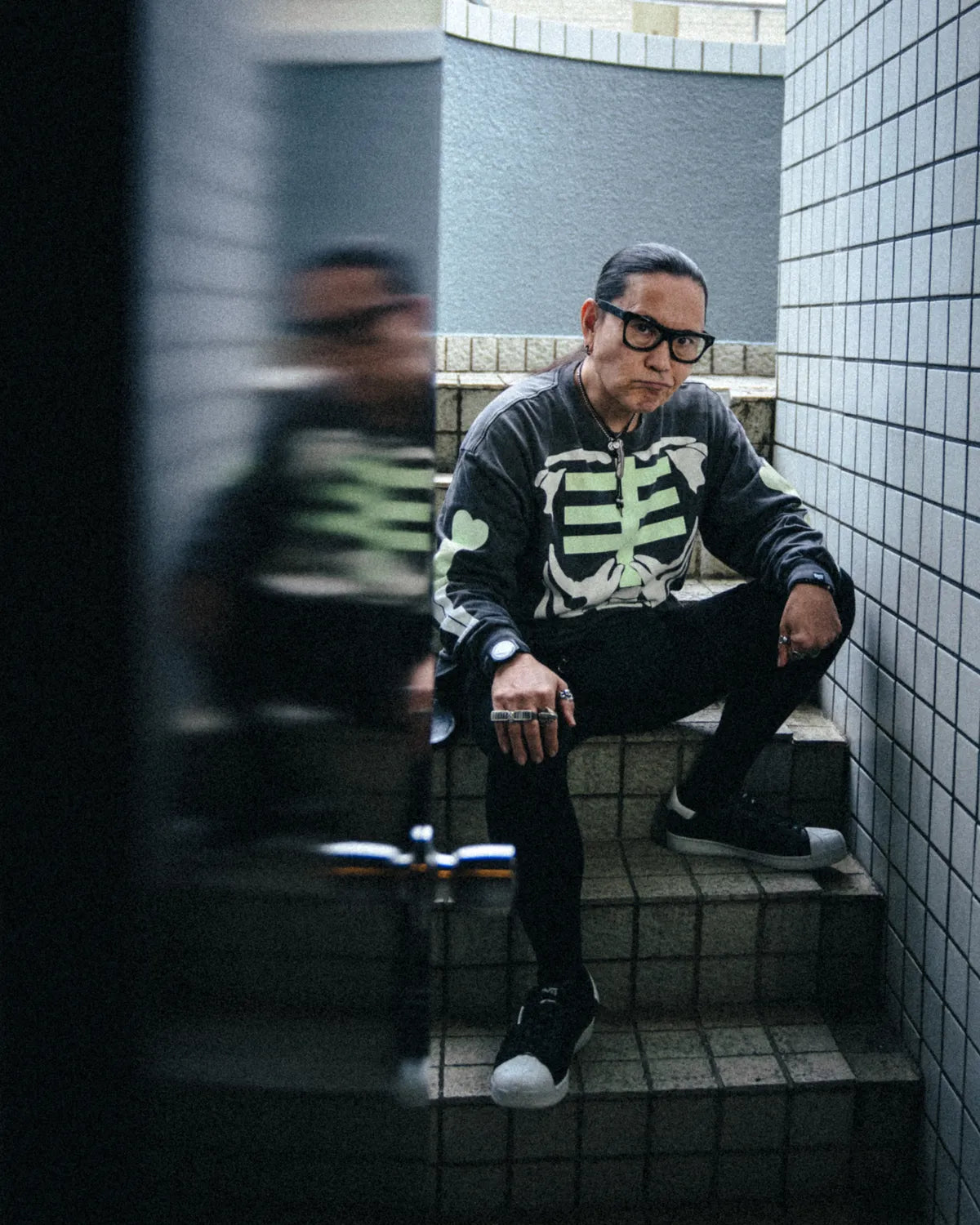 ©︎SAINT Mxxxxxx × BOUNTY HUNTER / BH_LS T-SHIRT / BONE (SM-MK8-0000-C30)