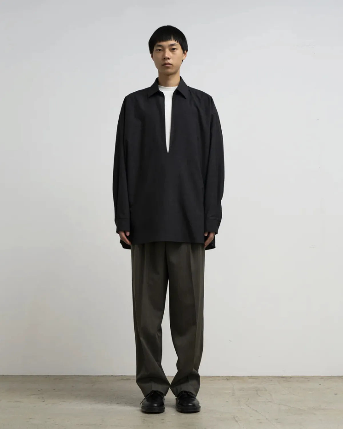 Graphpaper / Fine Wool Heather L/S Skipper Shirt (GU261-50320)