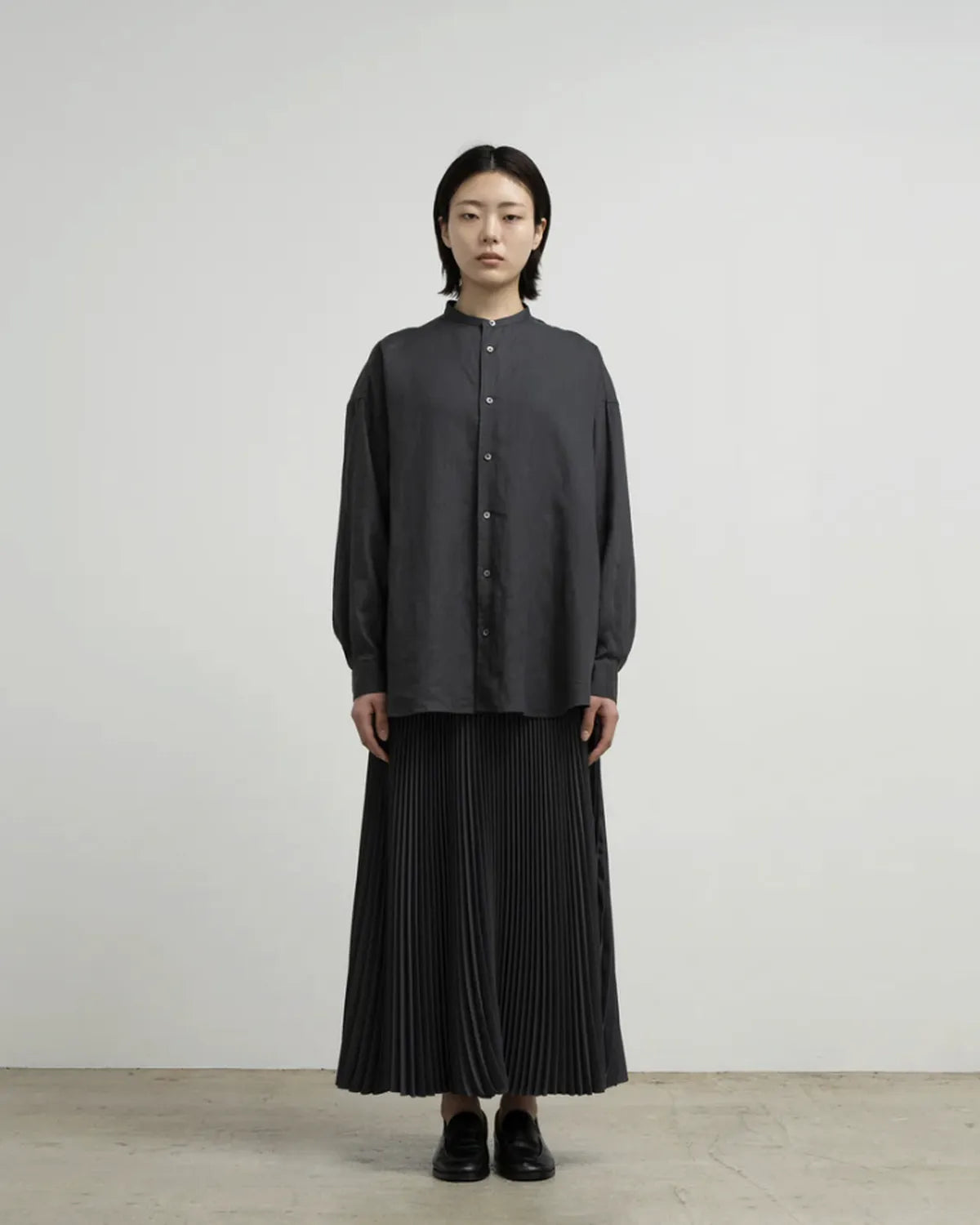 Graphpaper / Linen L/S Oversized Band Collar Shirt (GL262-50044B)