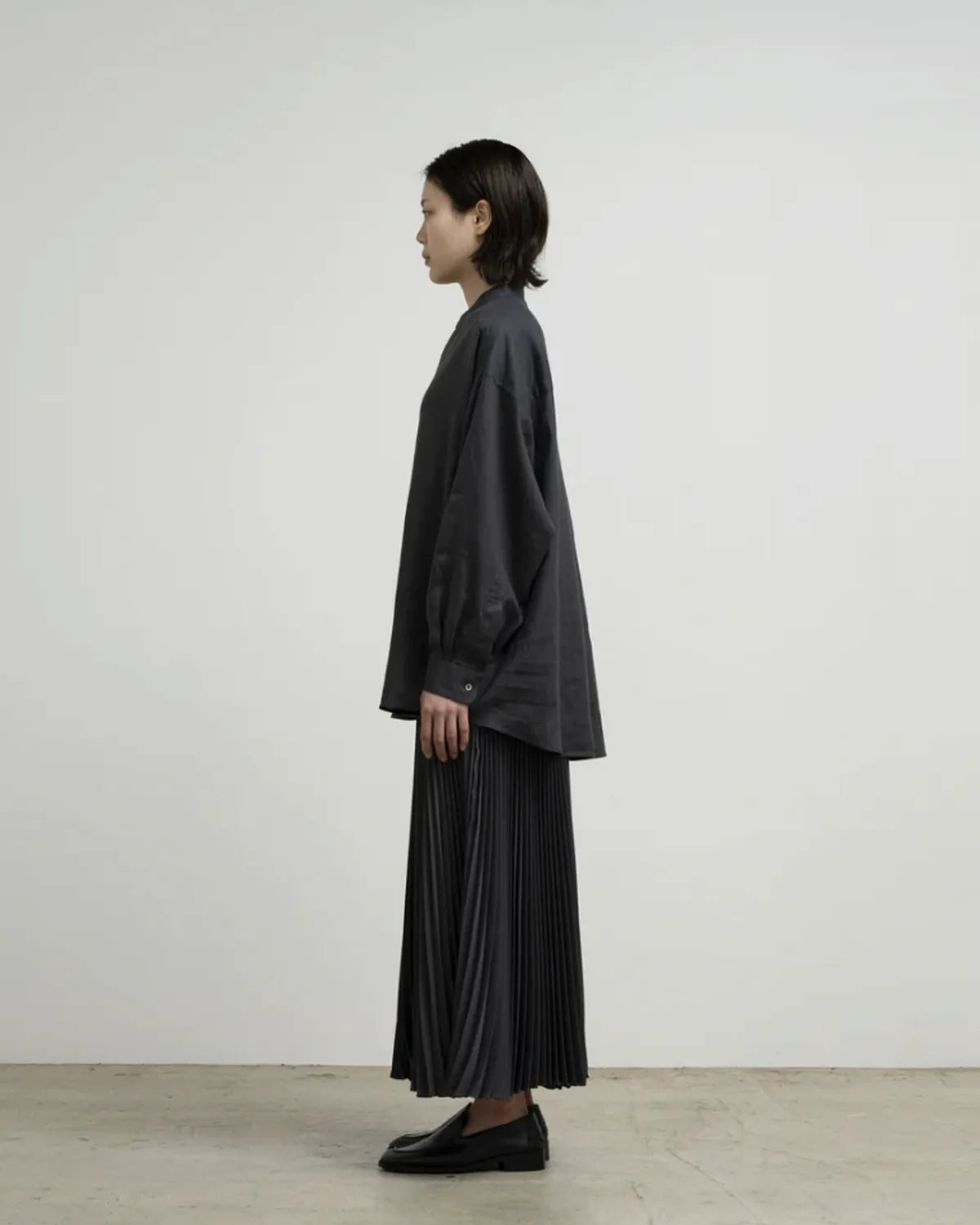 Graphpaper / Linen L/S Oversized Band Collar Shirt (GL262-50044B)