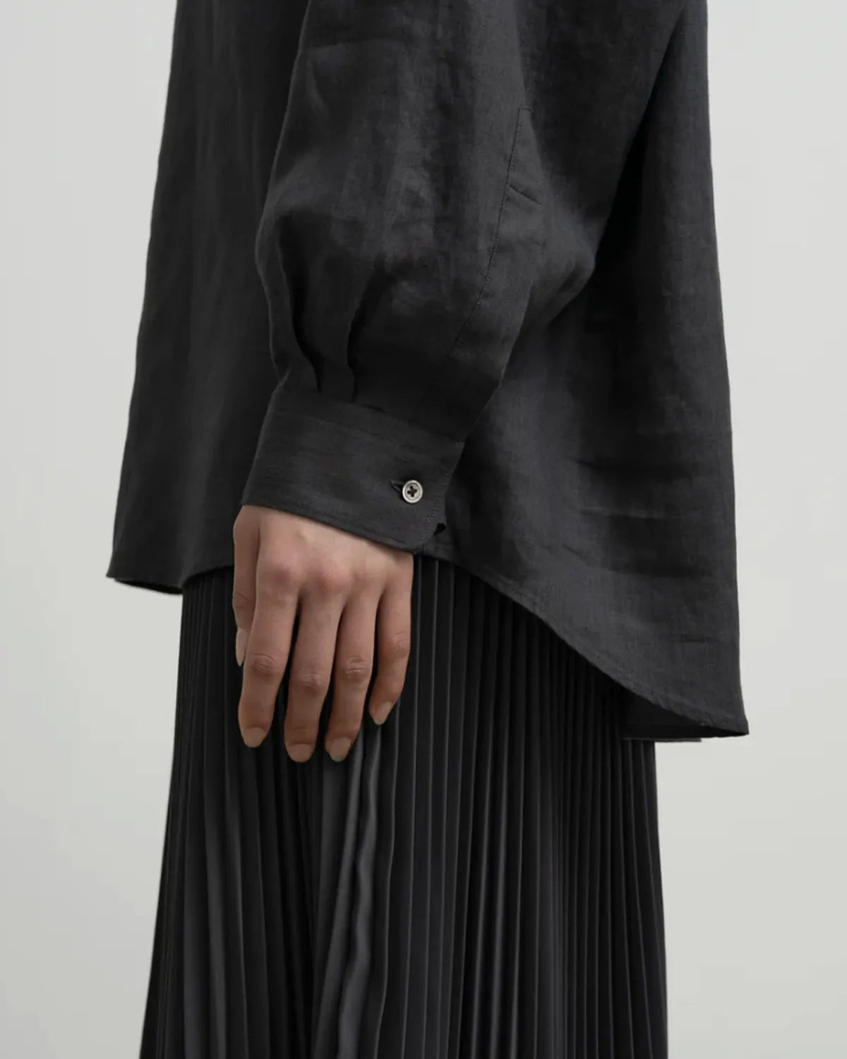 Graphpaper / Linen L/S Oversized Band Collar Shirt (GL262-50044B)