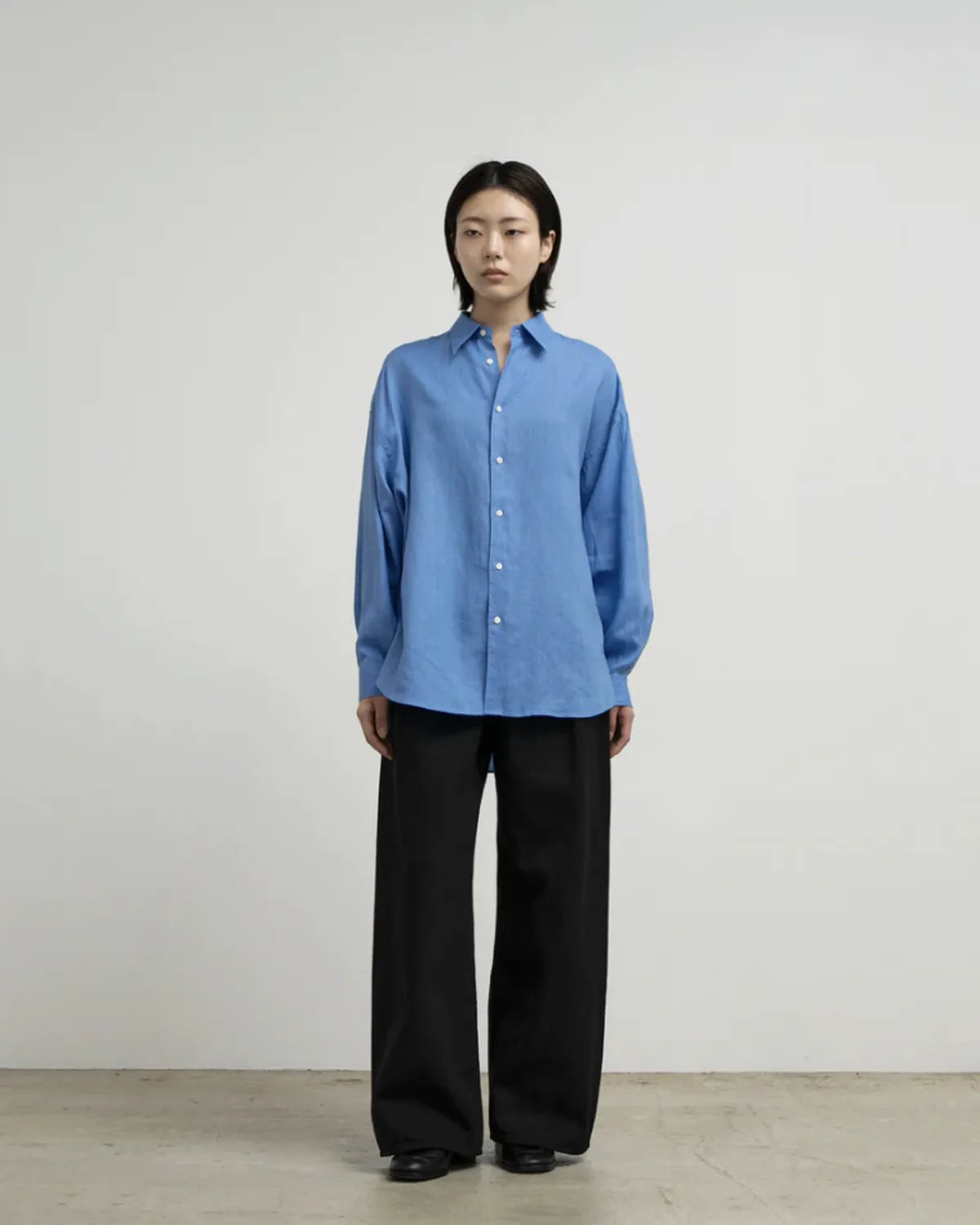 Graphpaper / Linen L/S Oversized Regular Collar Shirt (GL262-50043B)