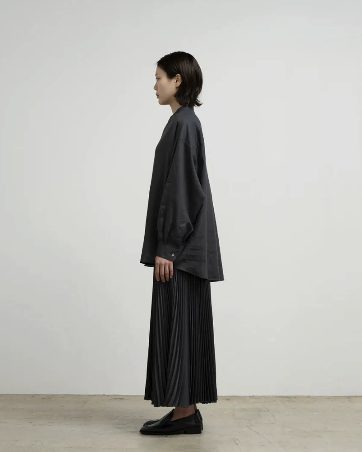 Graphpaper / Linen L/S Oversized Band Collar Shirt (GM262-50040B)