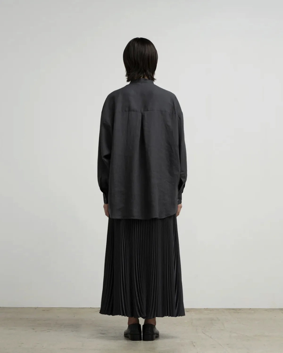 Graphpaper / Linen L/S Oversized Band Collar Shirt (GM262-50040B)