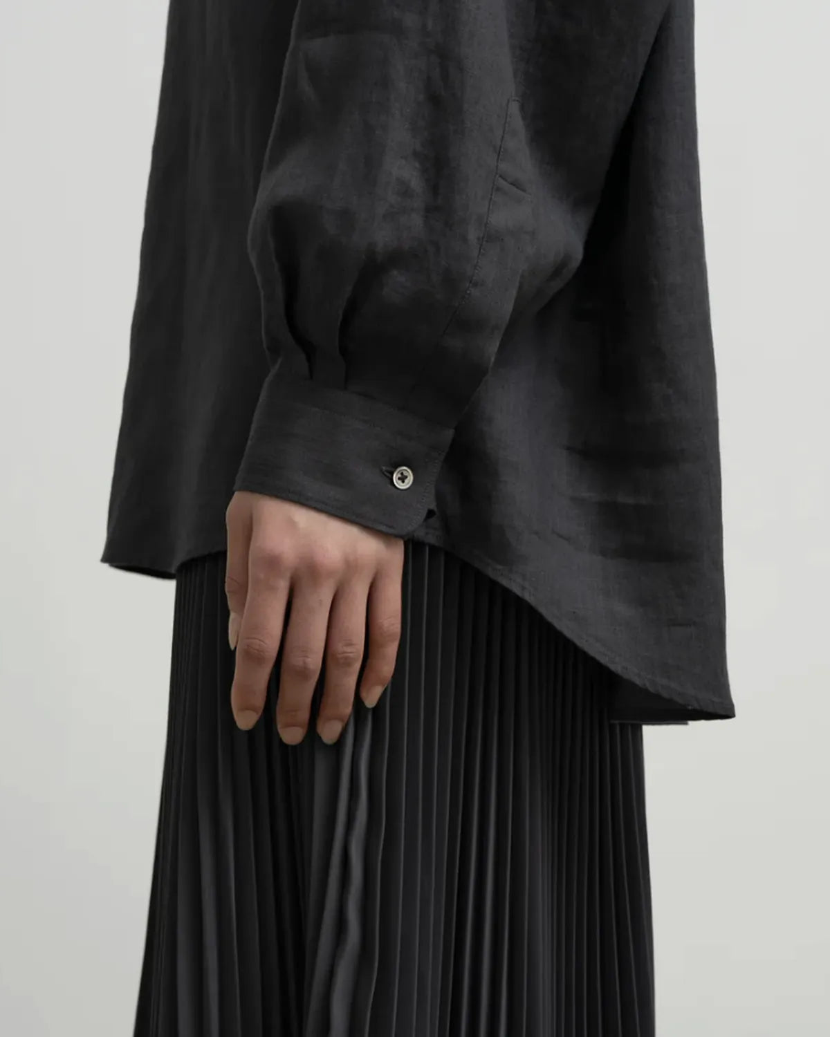 Graphpaper / Linen L/S Oversized Band Collar Shirt (GM262-50040B)