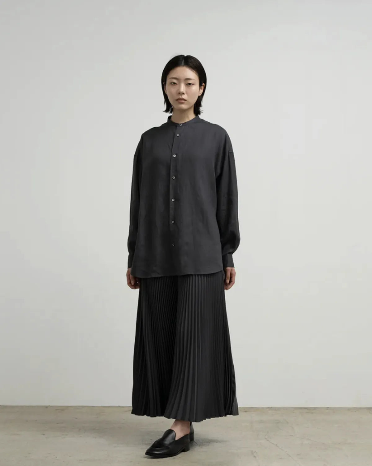 Graphpaper / Linen L/S Oversized Band Collar Shirt (GM262-50040B)