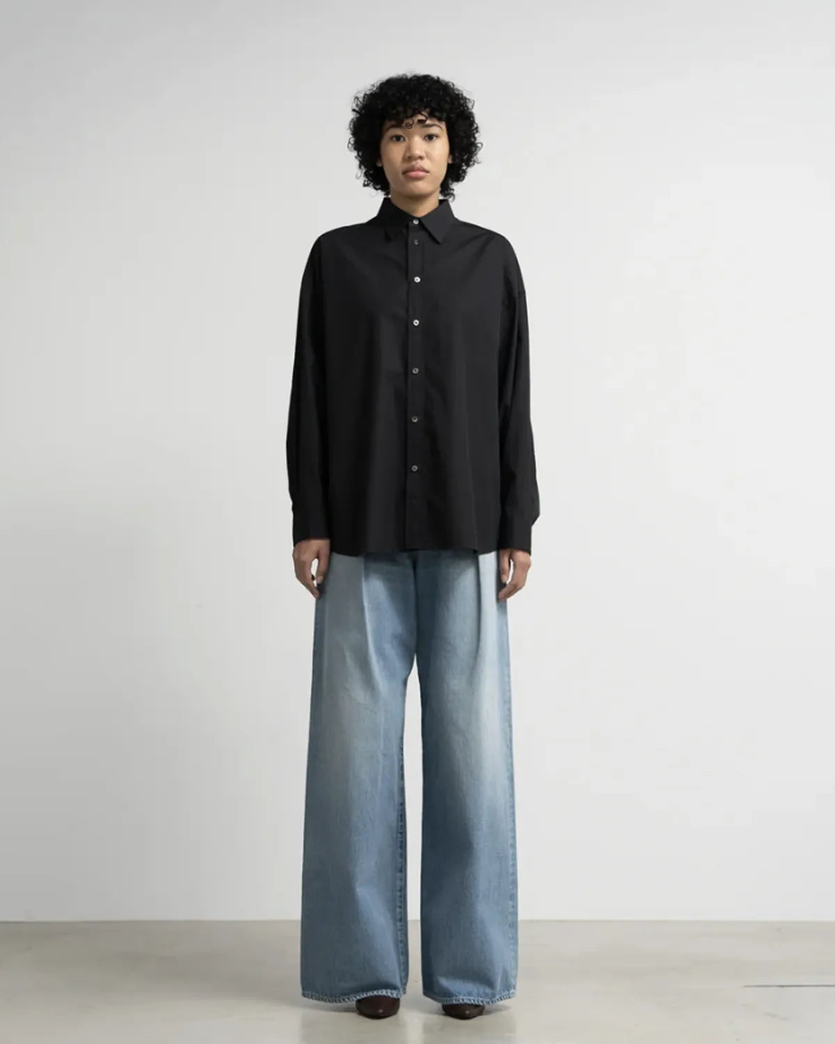 Graphpaper / High Count Broad L/S Oversized regular Collar Shirt  (GL263-50033B)