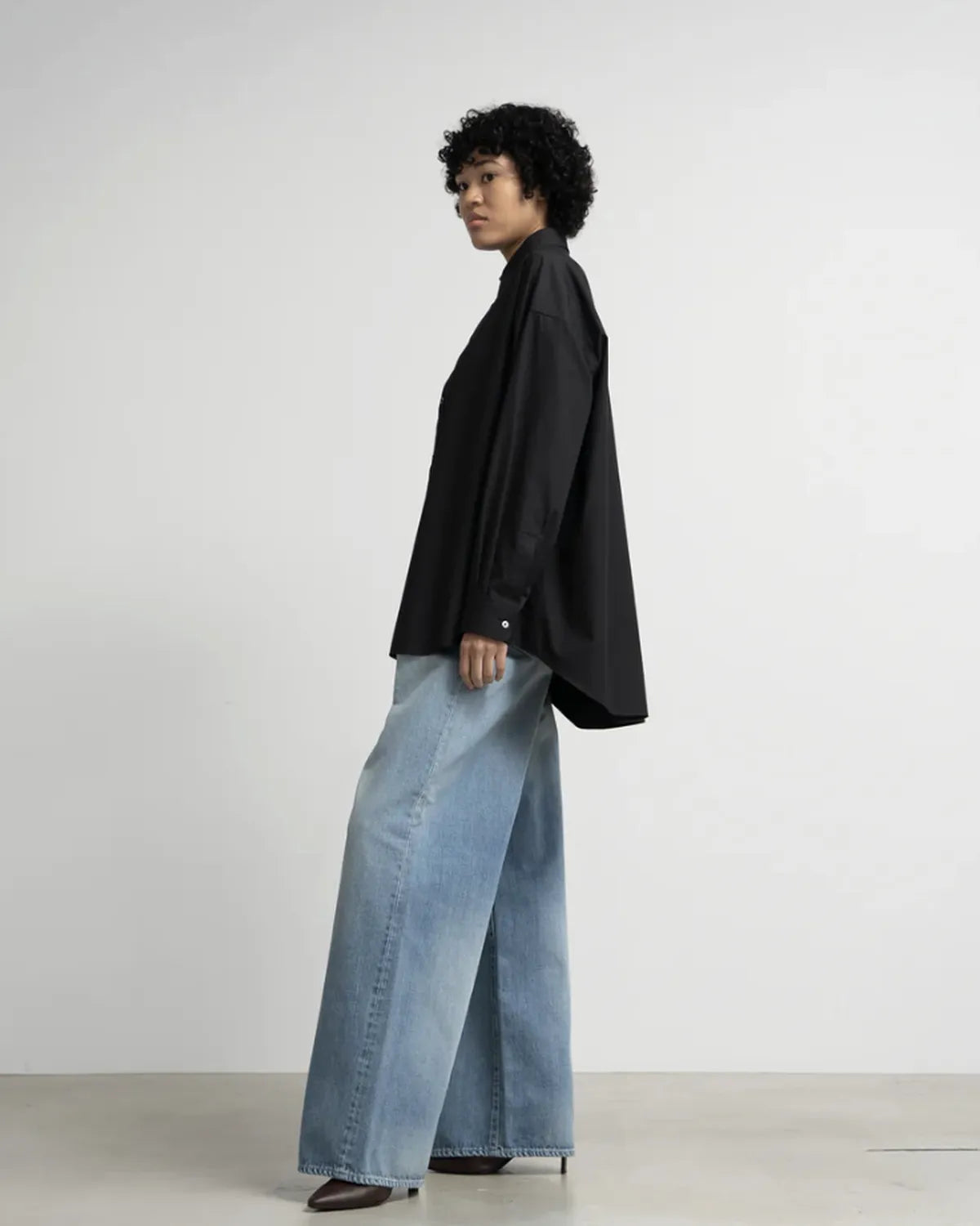 Graphpaper / High Count Broad L/S Oversized regular Collar Shirt  (GL263-50033B)
