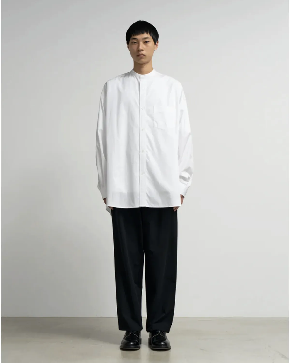 Graphpaper / High Count Band Collar Round Cut Oversized Shirt (GM263-50031B)