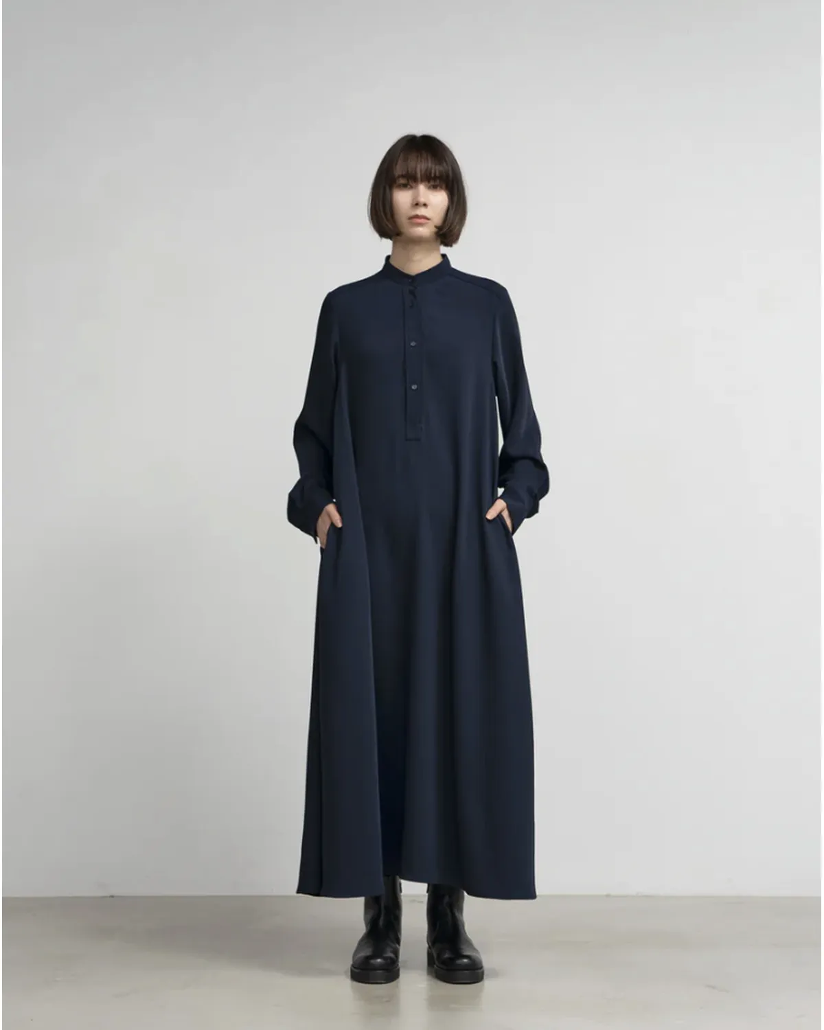 Graphpaper / Satin Band Collar Dress (GL263-60090B)