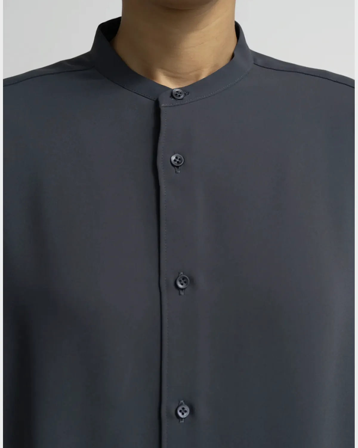 Graphpaper / Satin Oversized Band Collar Shirt (GL263-50094B)