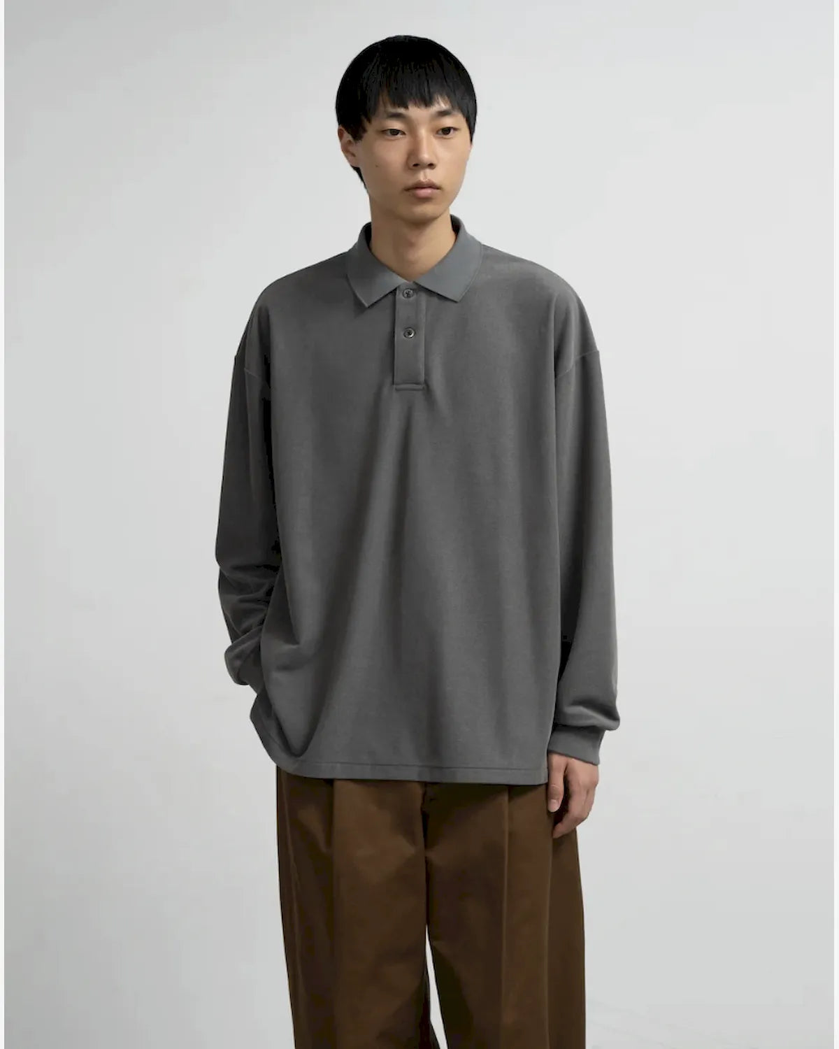 Graphpaper / Pique Velour Jersey L/S Polo (GM263-70255)