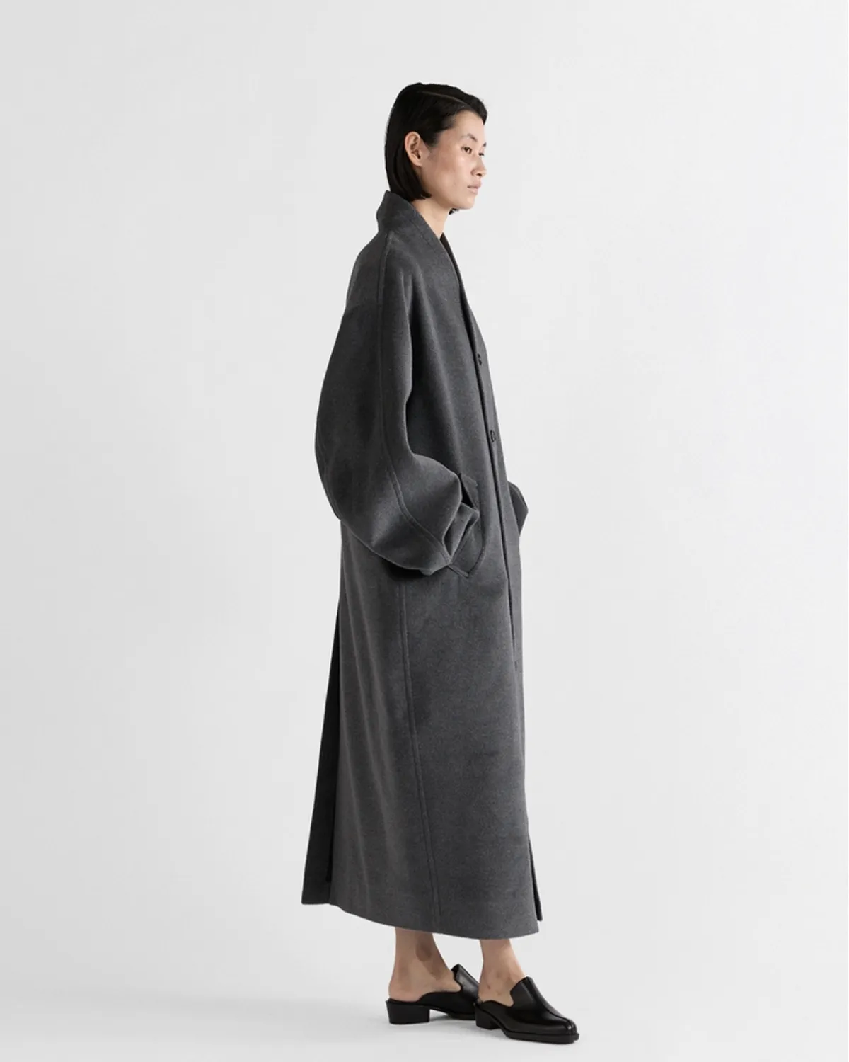 IHNN / Layered Collar Angora Coat (ID26A-CT02)