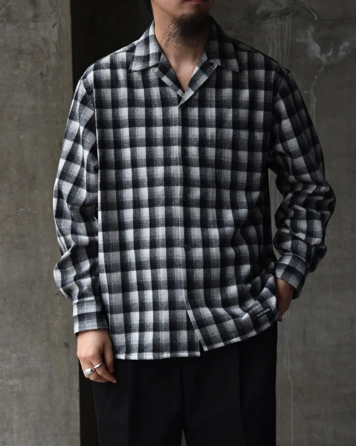 WACKO MARIA × PENDLETON / WOOL OMBRE CHECK OPEN COLLAR SHIRT -TYPE-1- (25FW-WMS-PE01)