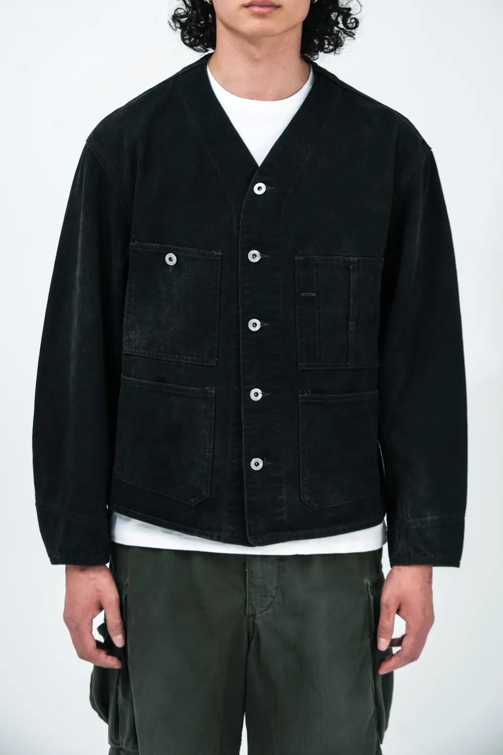 A.PRESSE / Vintage Black Denim Engineer Jacket (26SAP-01-45)