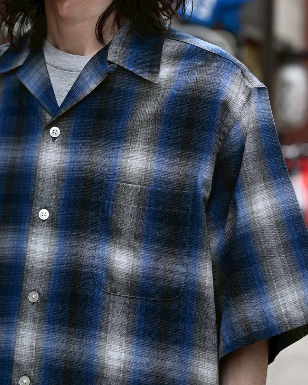 WACKO MARIA  / OMBRE CHECK OPEN COLLAR SHIRT -TYPE2-  (25SS-WMS-OC03)