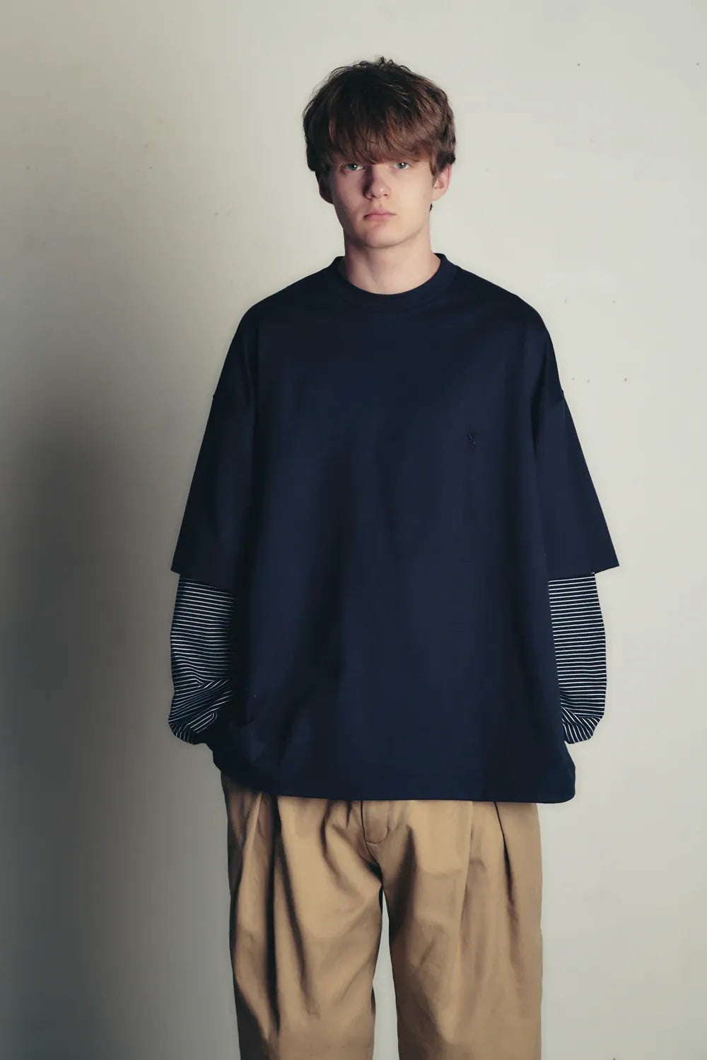 トップス [ISNESS] BALOON LONG SLEEVE TEE NAVY is-ness (イズネス) / BALLOON LAYERED LONG SLEEVE T SHIRT
