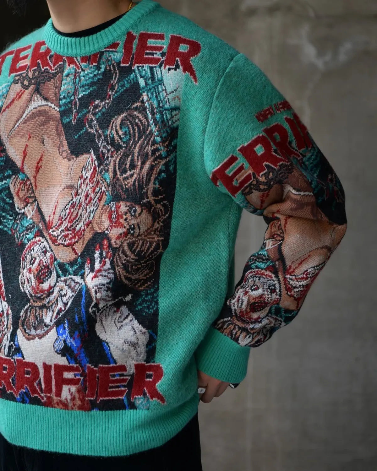 WACKO MARIA × TERRIFIER / MOHAIR CREW NECK SWEATER (TERRIFIER-WM-KN01)