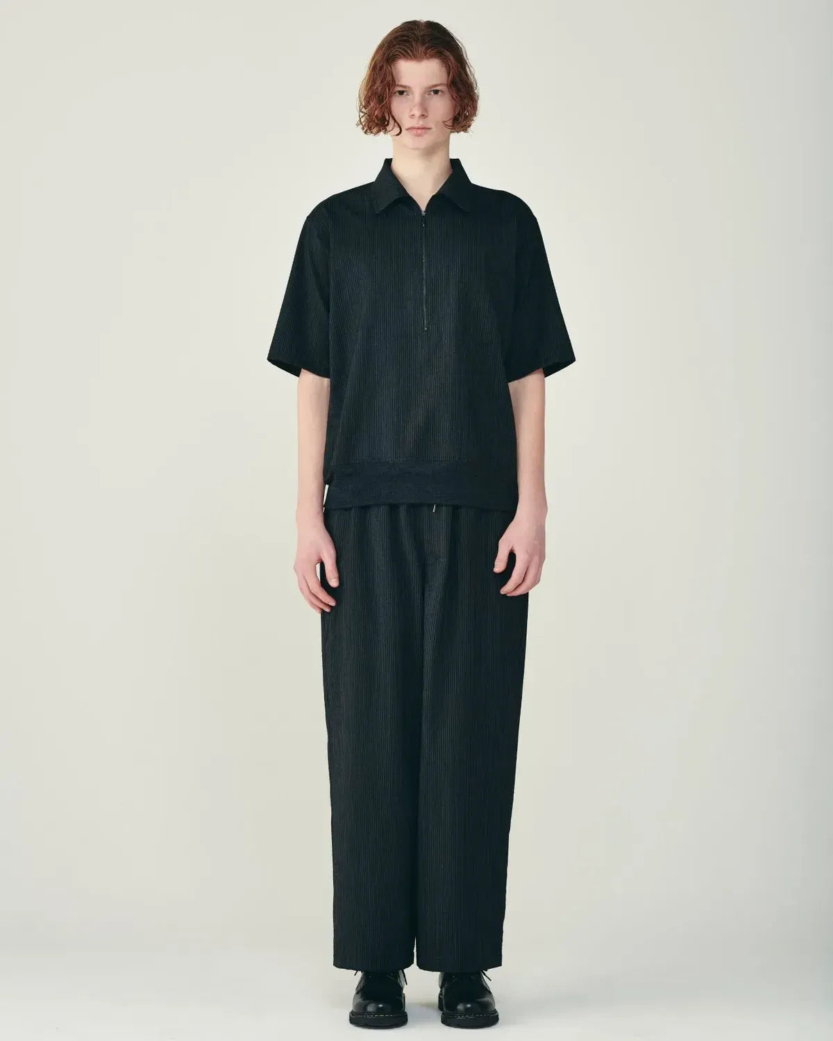marka / Wool seersucker / Half Zip Shirt (M26B03SH01B)