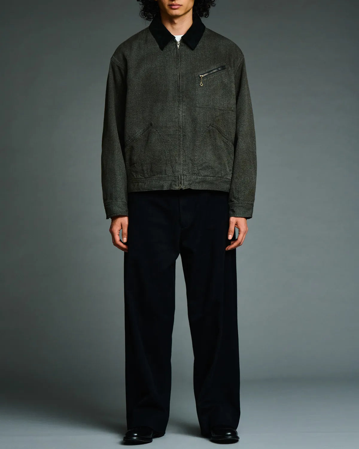 A.PRESSE / Vintage Black Chambray Work Jacket (26AAP-01-60)