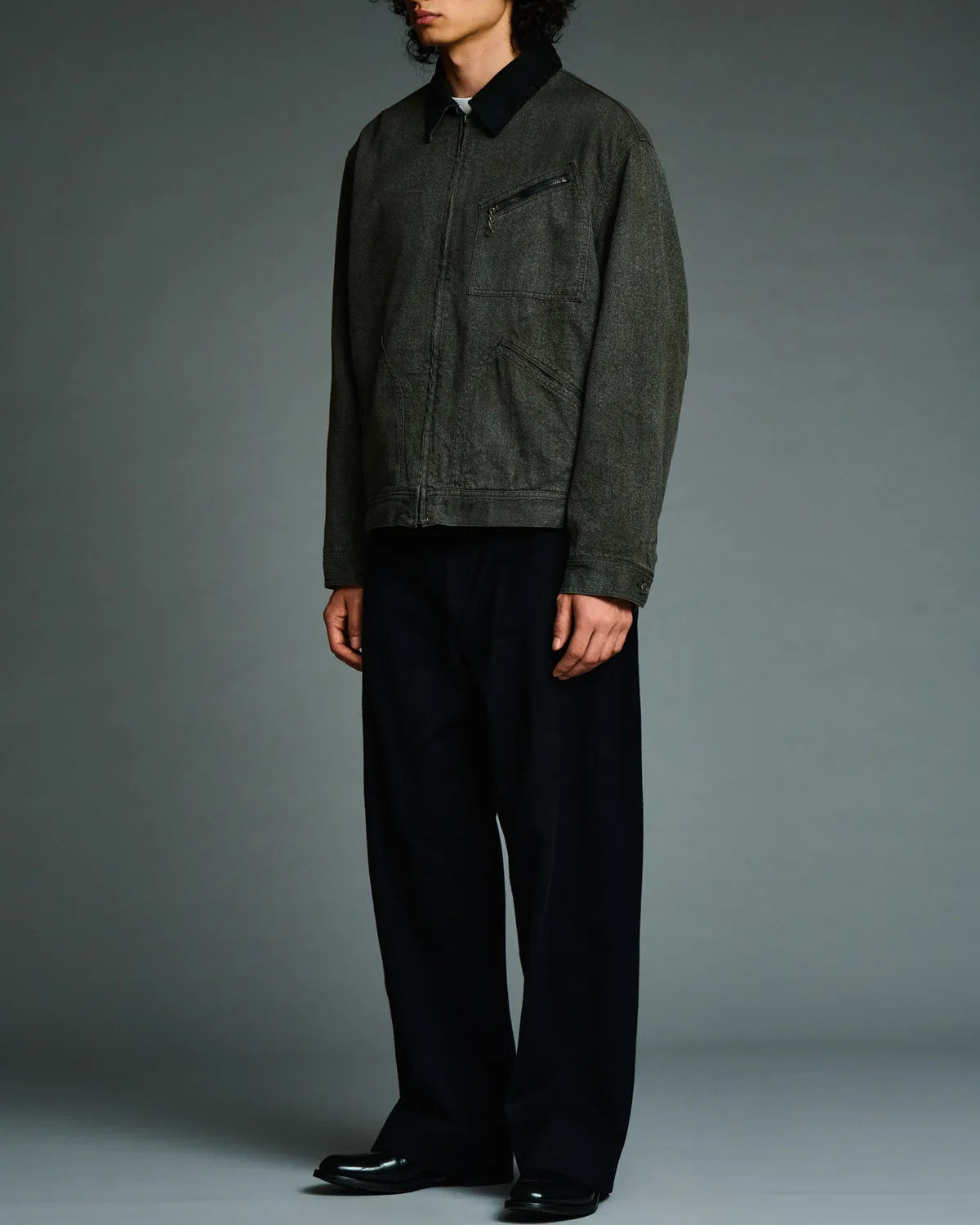 A.PRESSE / Vintage Black Chambray Work Jacket (26AAP-01-60)