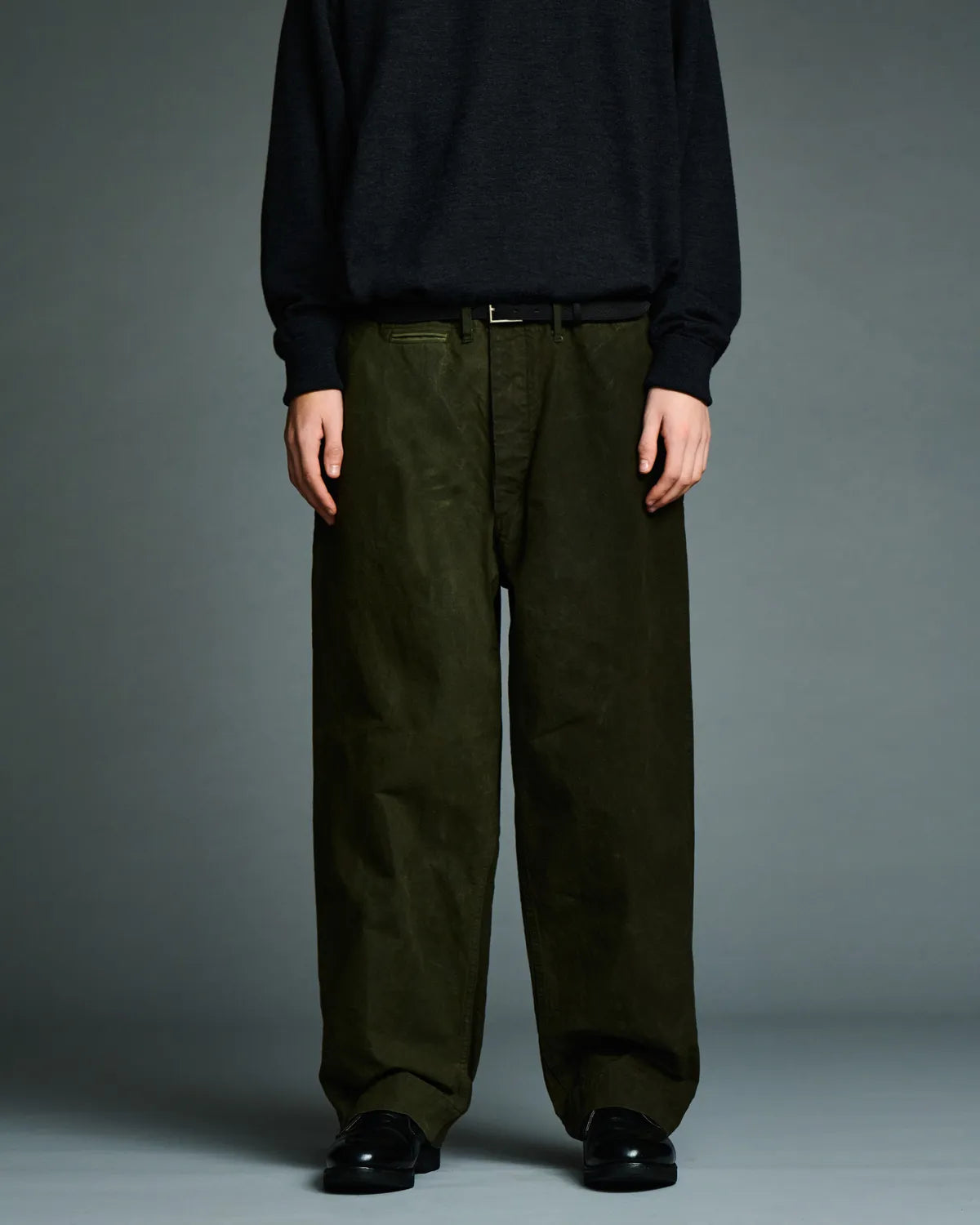 A.PRESSE / Vintage Cotton Silk Oiled Tent Cloth Trousers (26AAP-04-12)