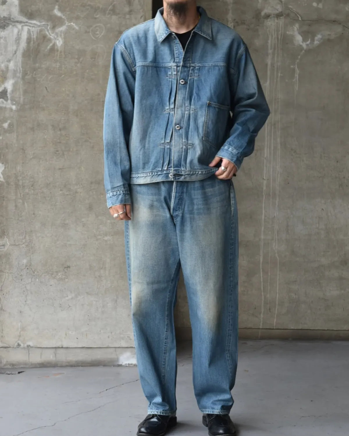 アプレッセNo.22 Washed Wide Denim Pants サイズ32 A.PRESSE - アプレッセNo.22 Washed Wide Denim Pants(AP-4003