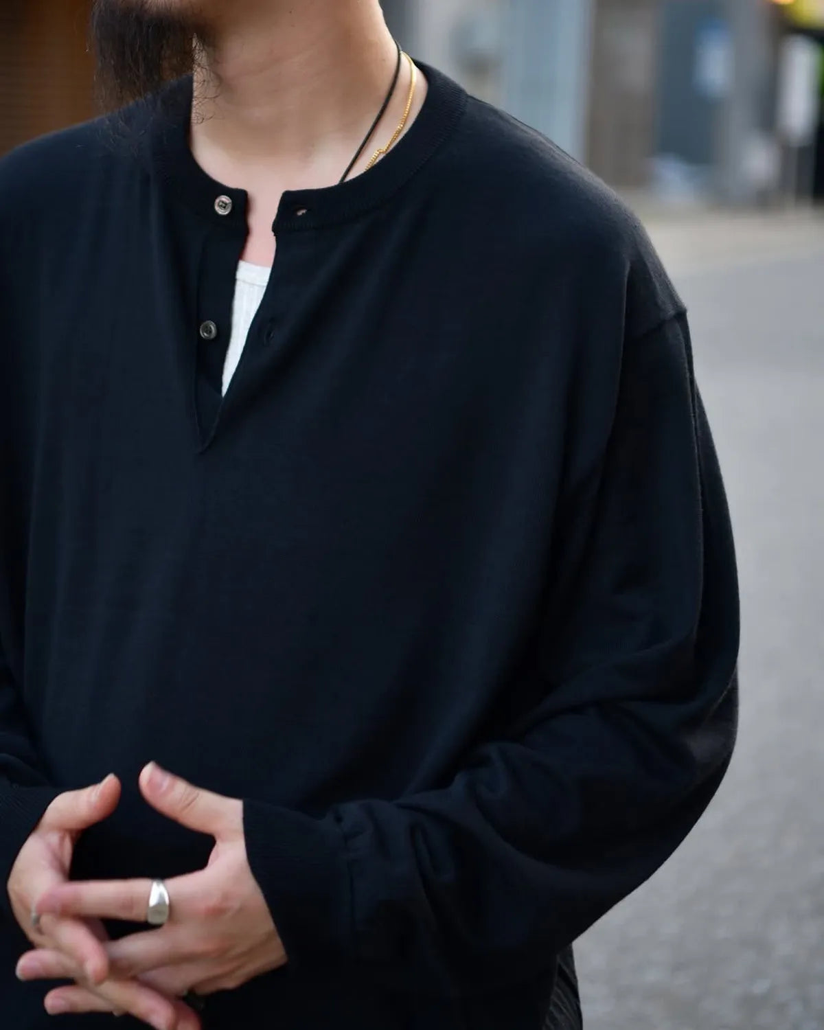 A.PRESSE / Wool Knit Henley Neck Sweater (25AAP-03-09)