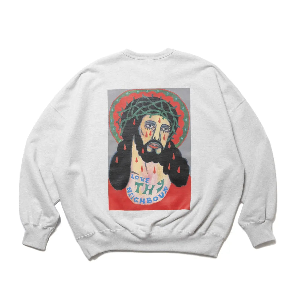 COOTIE PRODUCTIONS® / × Jakob Morley  Print Sweat Crew -LOVE THY NEIGHBOUR- (CTE-24A325)