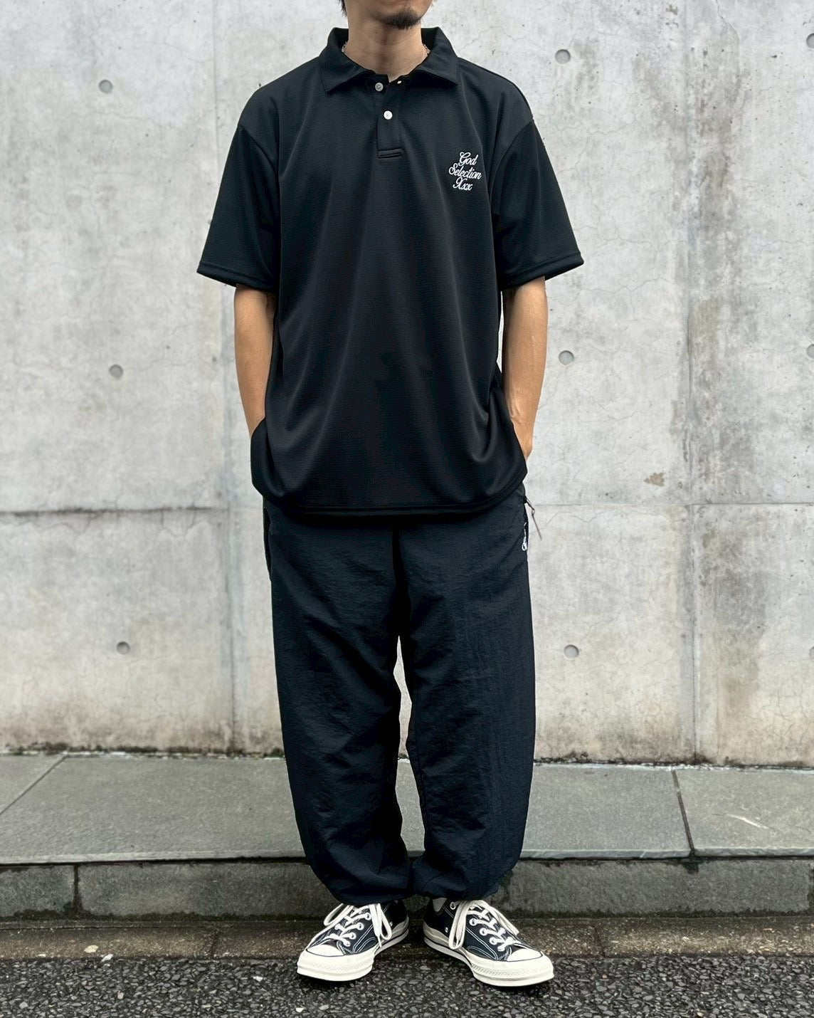 GOD SELECTION XXX ブラック ポロシャツ ロゴワッペン GOD SELECTION XXX ブラック ポロシャツ ロゴワッペン GOD SELECTION