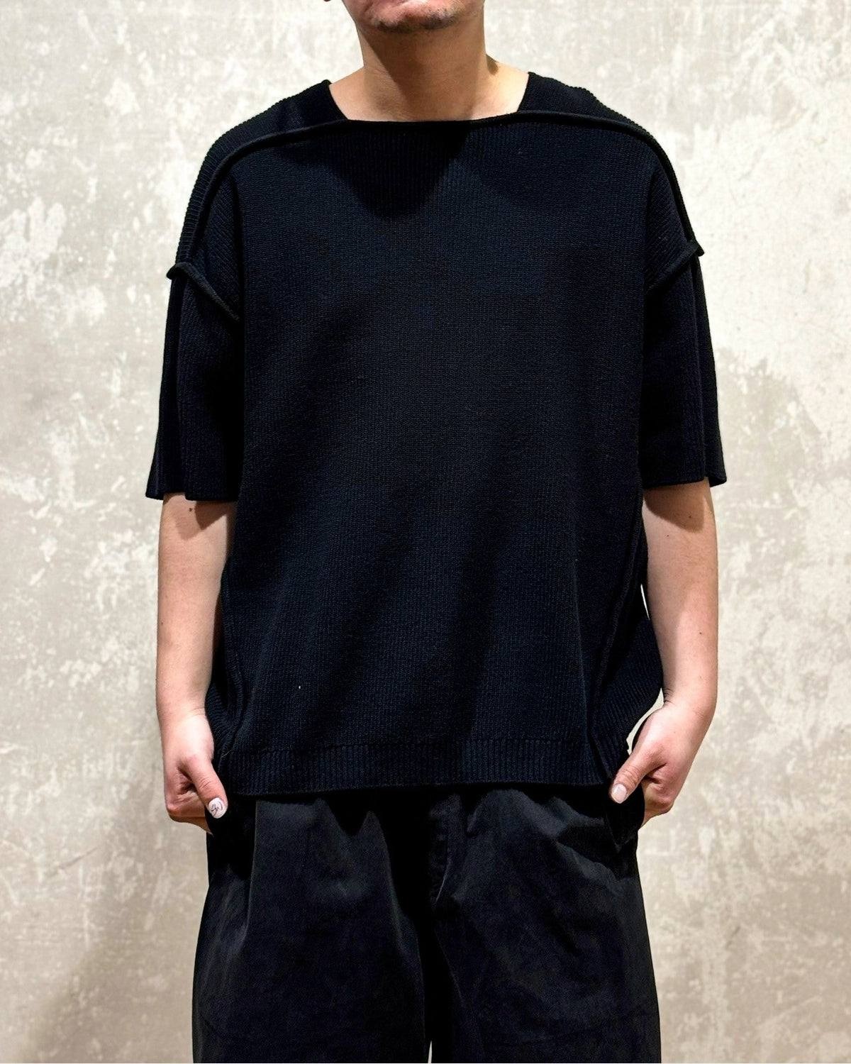 entire studios / KNIT BLOCK TEE (ESU-S25-10041-BL)