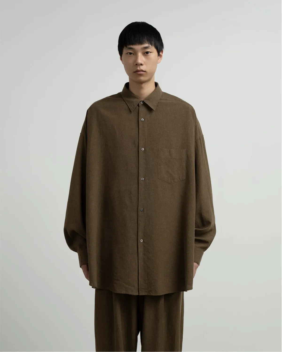 Graphpaper / Linen Cupro L/S Oversized Regular Collar Shirt (GM263-50310)